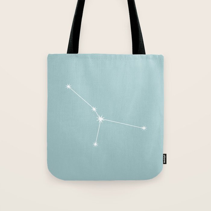 Cancer Zodiac Star Constellation Line Art Pastel Teal Tote Bag Gallery Image 1