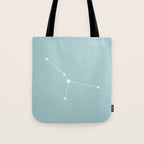 Cancer Zodiac Star Constellation Line Art Pastel Teal Tote Bag Gallery Image 1
