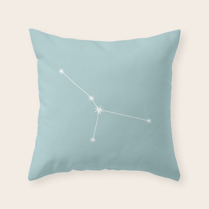 Cancer Zodiac Star Constellation Line Art Pastel Teal Throw Pillow Gallery Image 6