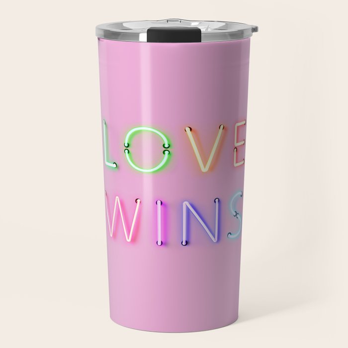 LOVE WINS - Rainbow Neon Travel Mug Gallery Image 1