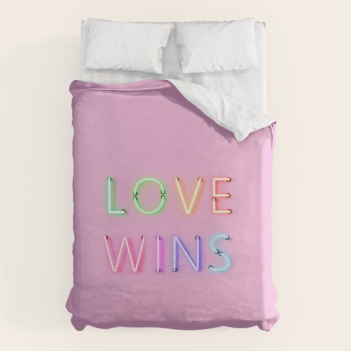 Love Wins - Rainbow Neon Duvet Cover