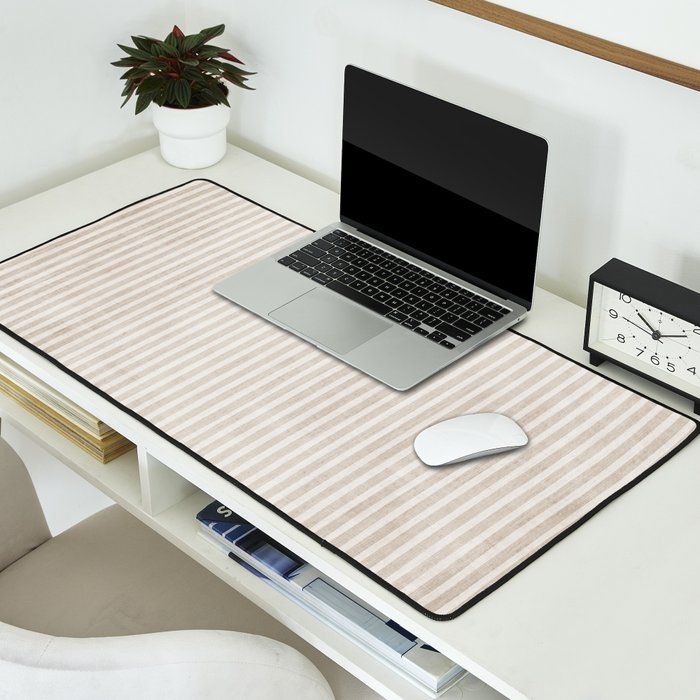 Neutral Light Beige Lines Modern Minimalism Art Desk Mat Gallery Image 2