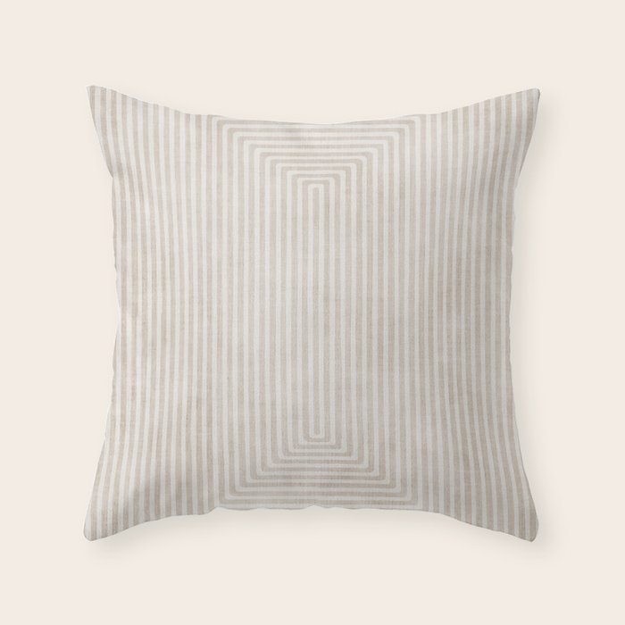 Neutral Light Beige Lines Modern Minimalism Art Throw Pillow Gallery Image 6