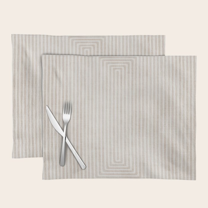 Neutral Light Beige Lines Modern Minimalism Art Placemat Gallery Image 1