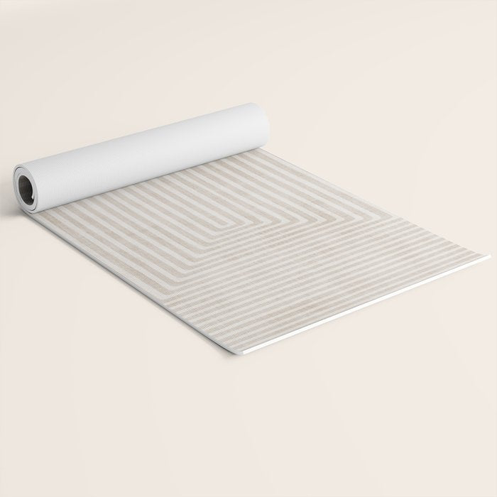 Neutral Light Beige Lines Modern Minimalism Art Yoga Mat Gallery Image 2