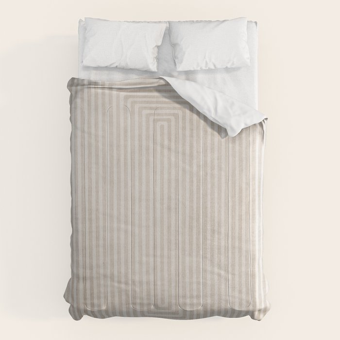 Neutral Light Beige Lines Modern Minimalism Art Comforter Gallery Image 6