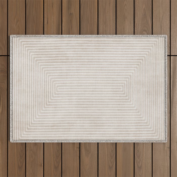 Neutral Light Beige Lines Modern Minimalism Art Outdoor Rug Gallery Image 1