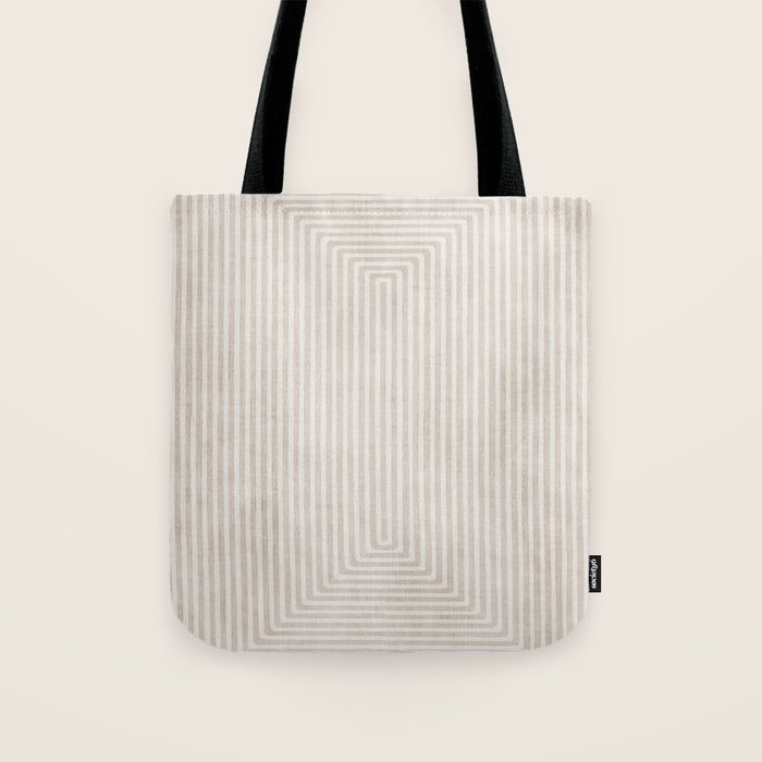Neutral Light Beige Lines Modern Minimalism Art Tote Bag Gallery Image 1