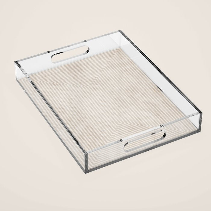 Neutral Light Beige Lines Modern Minimalism Art Acrylic Tray Gallery Image 1