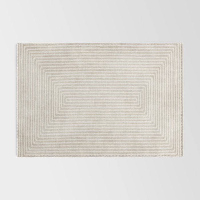 Neutral Light Beige Lines Modern Minimalism Art Rug Gallery Image 2