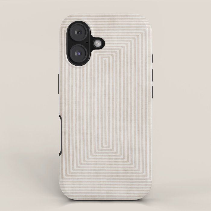 Neutral Light Beige Lines Modern Minimalism Art iPhone Case Gallery Image 1
