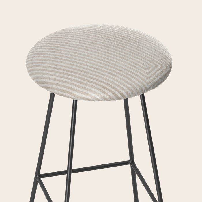 Neutral Light Beige Lines Modern Minimalism Art Stool Gallery Image 2