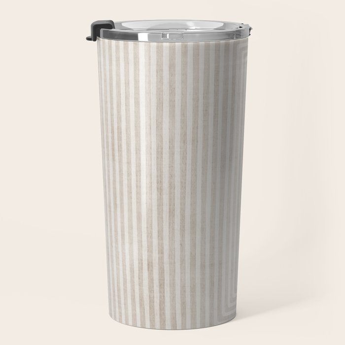 Neutral Light Beige Lines Modern Minimalism Art Travel Mug Gallery Image 3