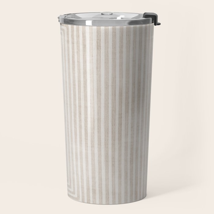 Neutral Light Beige Lines Modern Minimalism Art Travel Mug Gallery Image 2