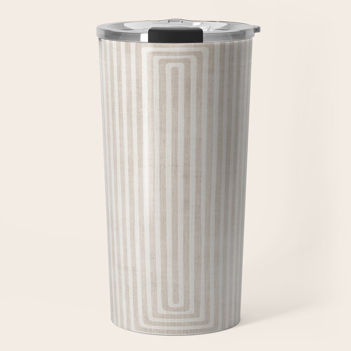 Neutral Light Beige Lines Modern Minimalism Art Travel Mug Gallery Image 1