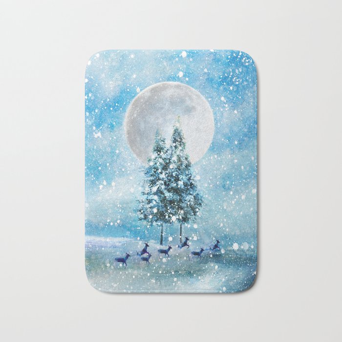 Winter Night 4 Bath Mat Gallery Image 1