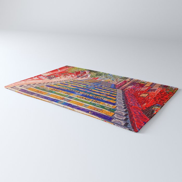 Rio de Janeiro, favela Eseadaria Selarron colorful painted stairway Brazil color landscape photographic photography / photograph Rug Gallery Image 3