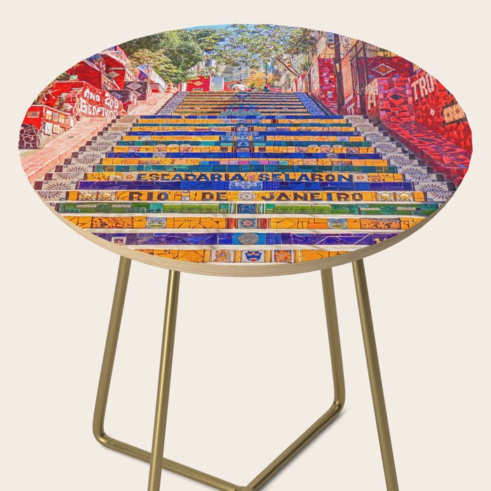 Rio de Janeiro, favela Eseadaria Selarron colorful painted stairway Brazil color landscape photographic photography / photograph Side Table Gallery Image 2