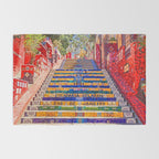 Rio de Janeiro, favela Eseadaria Selarron colorful painted stairway Brazil color landscape photographic photography / photograph Rug Gallery Image 2
