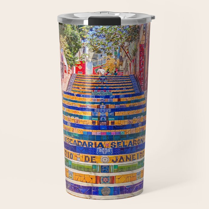 Rio de Janeiro, favela Eseadaria Selarron colorful painted stairway Brazil color landscape photographic photography / photograph Travel Mug Gallery Image 1