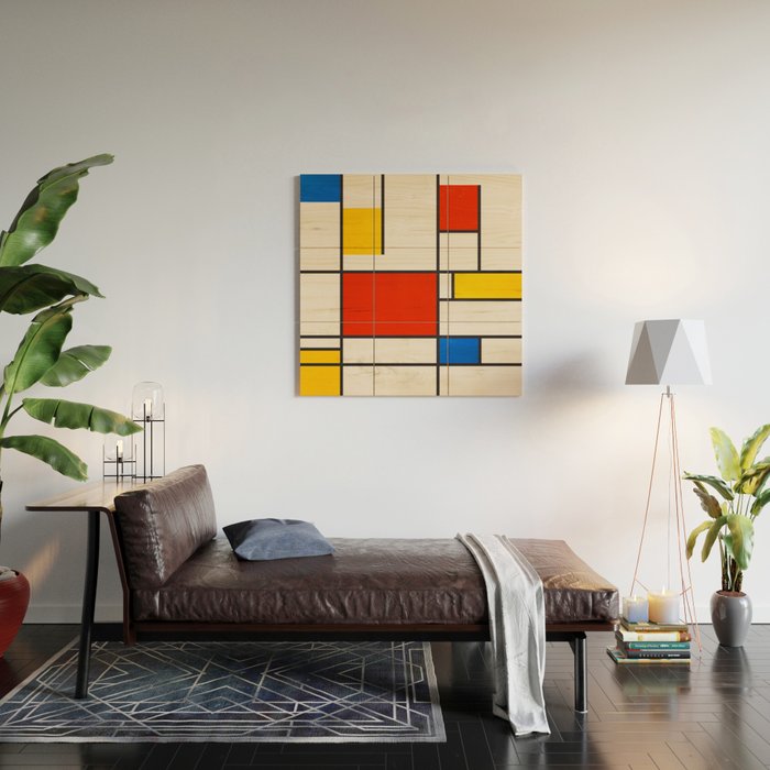Retro Geometry: Mondrian Edition Wood Wall Art Gallery Image 2