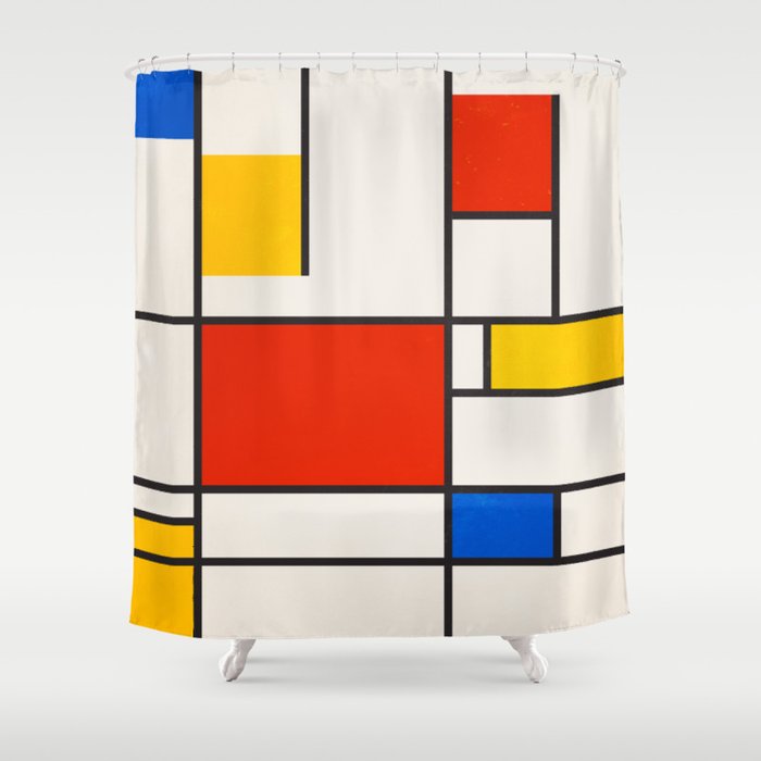 Retro Geometry: Mondrian Edition Shower Curtain Gallery Image 1