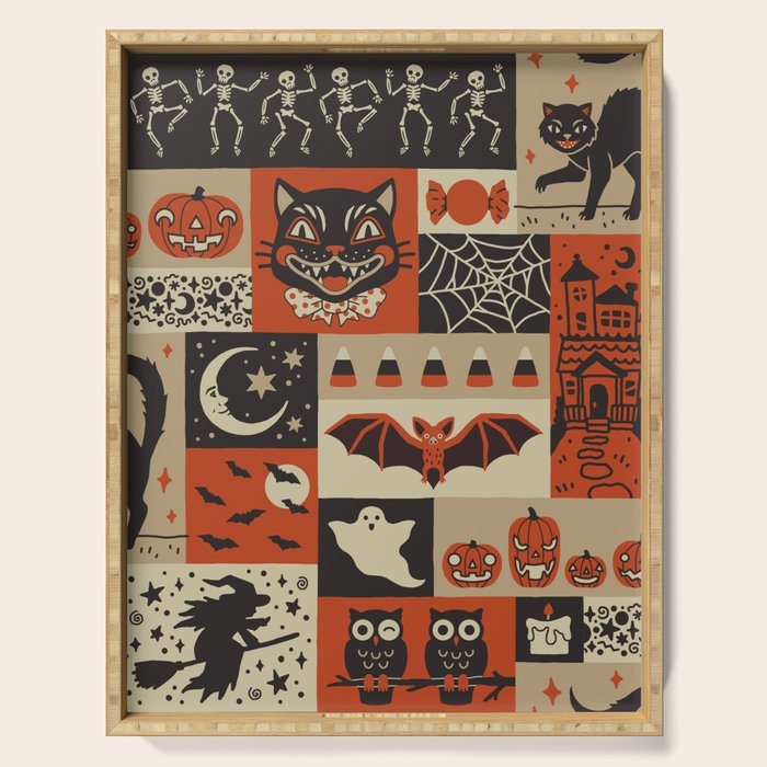 Vintage Halloween Patchwork Serving Tray Gallery Image 1