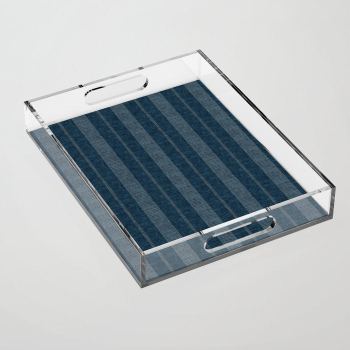 ivy stripes - navy blue Acrylic Tray Gallery Image 1