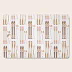 Retro Skis Illustration (Neutral Palette) Cutting Board Gallery Image 1