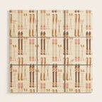 Retro Skis Illustration (Neutral Palette) Wood Wall Art Gallery Image 1