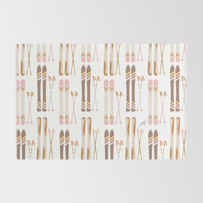 Retro Skis Illustration (Neutral Palette) Rug Gallery Image 2