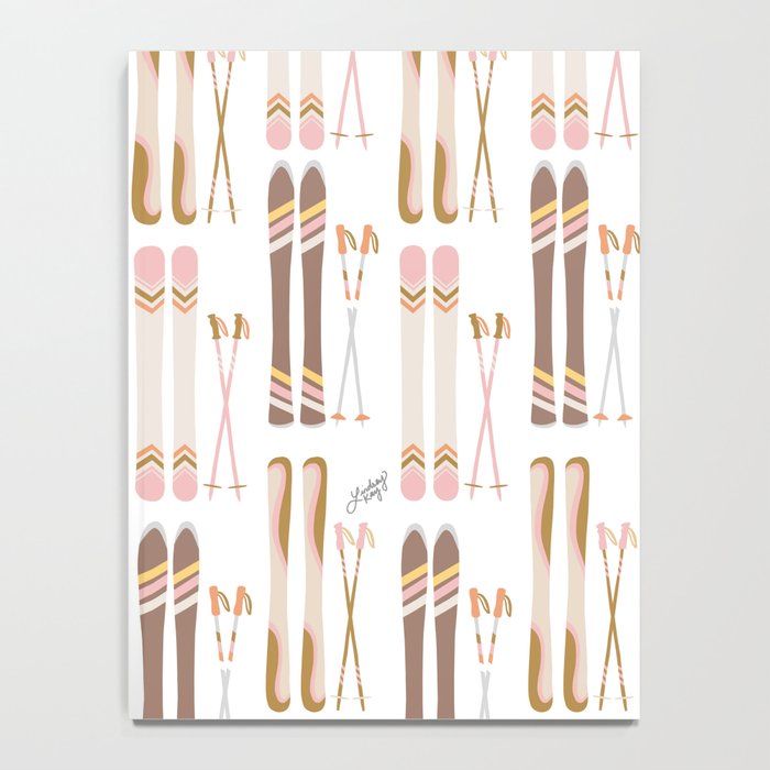 Retro Skis Illustration (Neutral Palette) Notebook Gallery Image 4