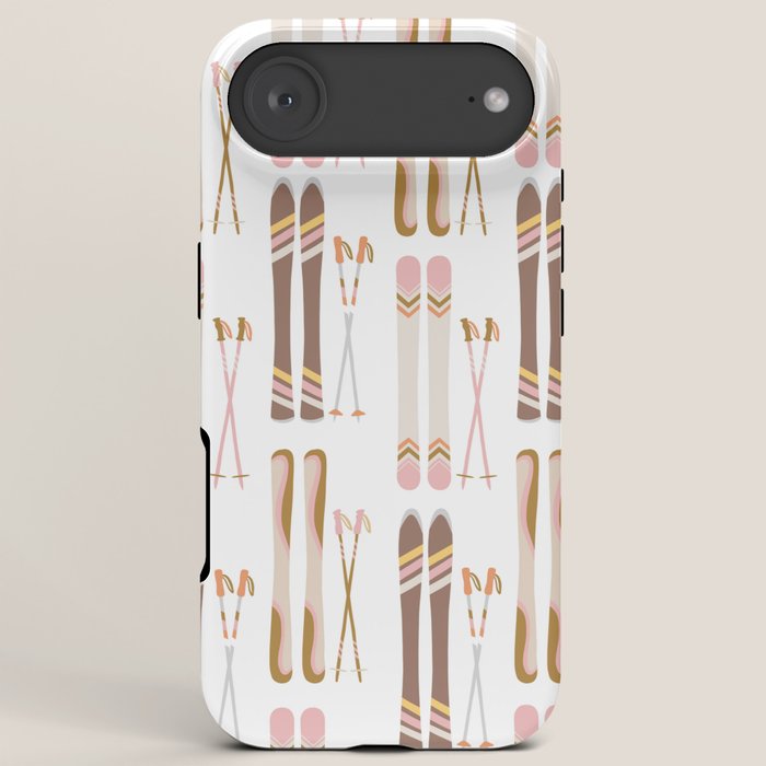 Retro Skis Illustration (Neutral Palette) iPhone Case Gallery Image 6