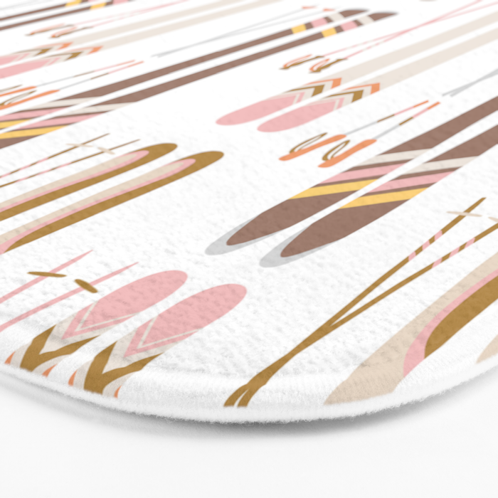 Retro Skis Illustration (Neutral Palette) Bath Mat Gallery Image 3