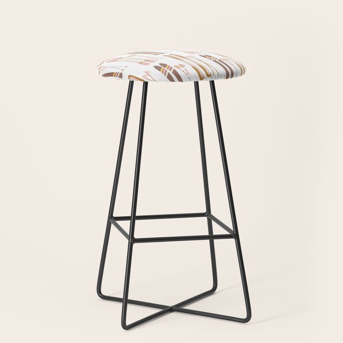 Retro Skis Illustration (Neutral Palette) Stool Gallery Image 1