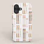 Retro Skis Illustration (Neutral Palette) iPhone Case Gallery Image 1