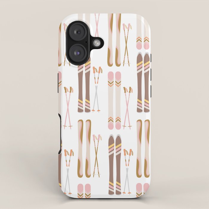 Retro Skis Illustration (Neutral Palette) iPhone Case Gallery Image 1