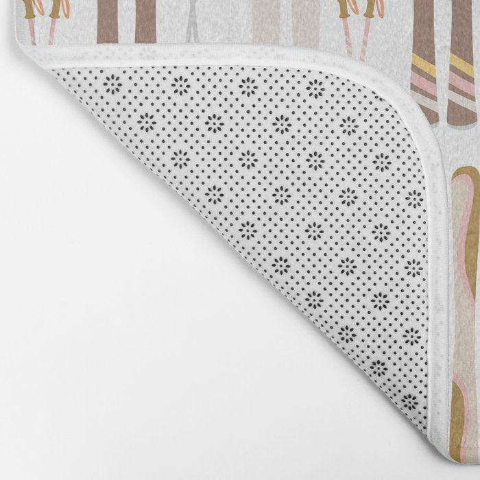 Retro Skis Illustration (Neutral Palette) Bath Mat Gallery Image 2