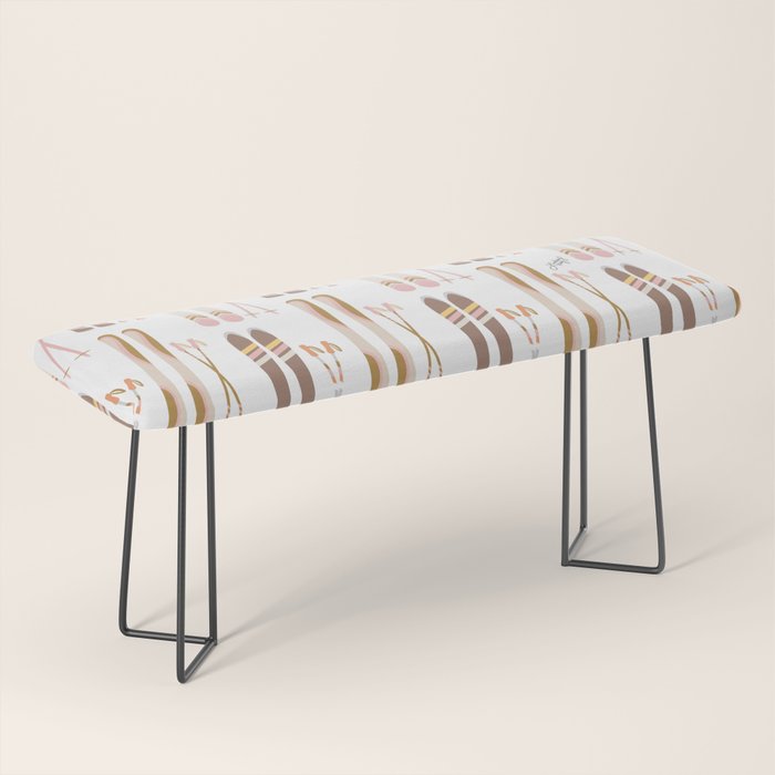 Retro Skis Illustration (Neutral Palette) Bench Gallery Image 1