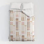 Retro Skis Illustration (Neutral Palette) Duvet Cover Gallery Image 6