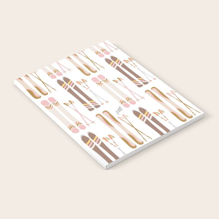 Retro Skis Illustration (Neutral Palette) Notebook Gallery Image 2