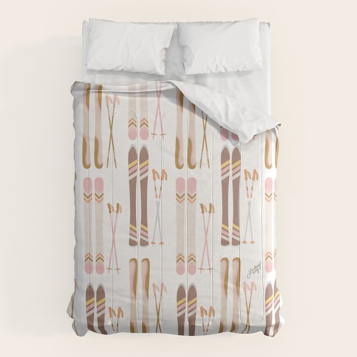 Retro Skis Illustration (Neutral Palette) Comforter Gallery Image 6