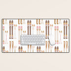 Retro Skis Illustration (Neutral Palette) Desk Mat Gallery Image 1