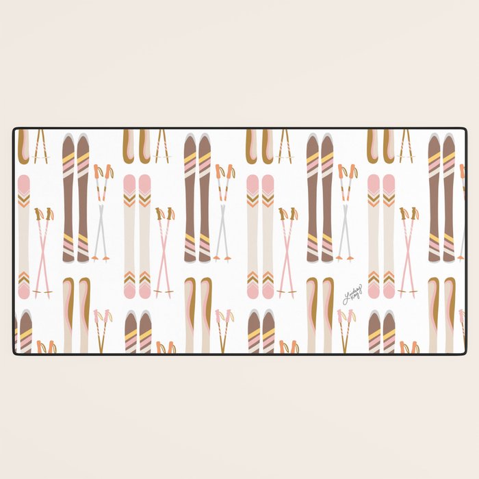 Retro Skis Illustration (Neutral Palette) Desk Mat Gallery Image 3