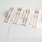 Retro Skis Illustration (Neutral Palette) Wrapping Paper Gallery Image 2