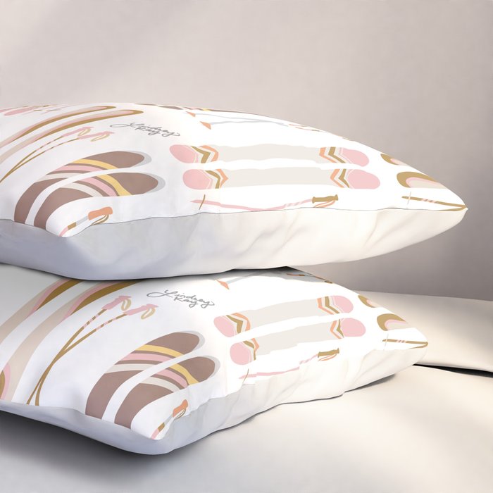 Retro Skis Illustration (Neutral Palette) Pillow Sham Gallery Image 3