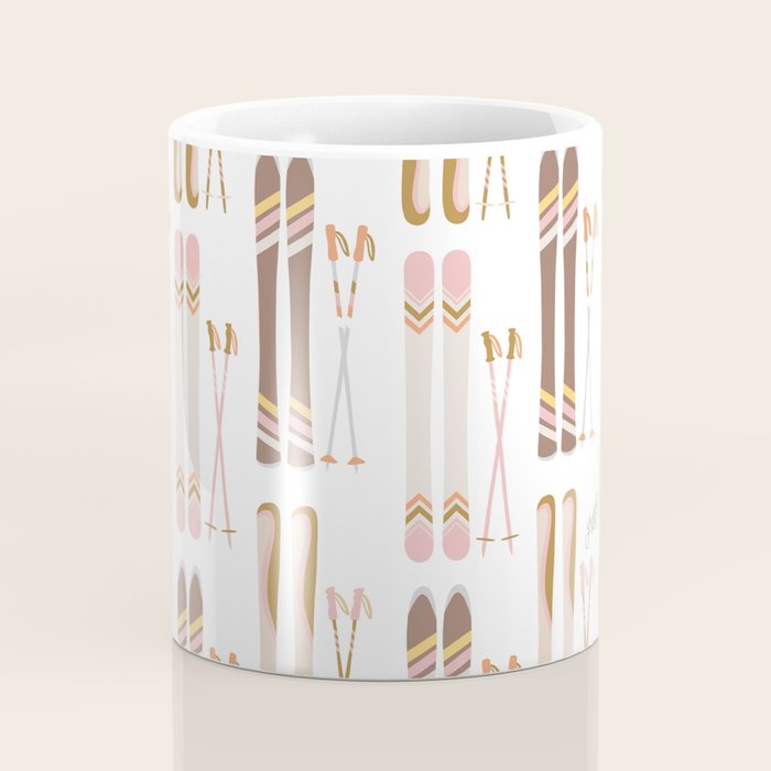 Retro Skis Illustration (Neutral Palette) Coffee Mug Gallery Image 4