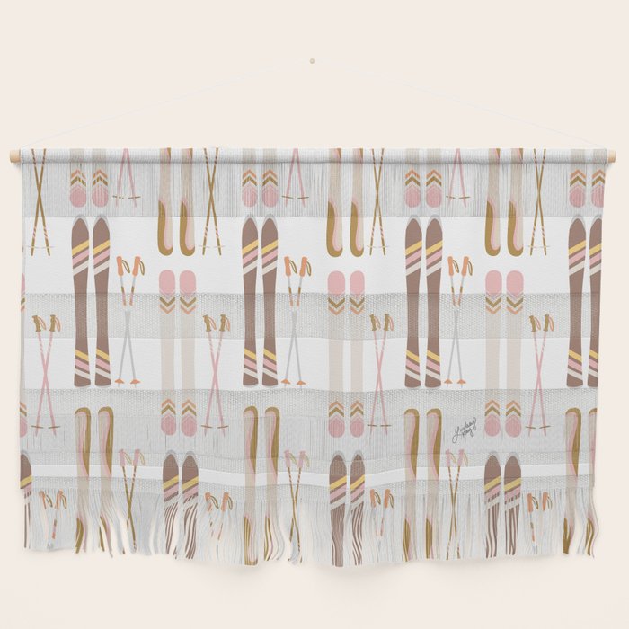 Retro Skis Illustration (Neutral Palette) Wall Hanging Gallery Image 1
