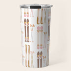 Retro Skis Illustration (Neutral Palette) Travel Mug Gallery Image 1