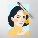 Variegated Human, Bohemian Woman Vitiligo Beauty, Self Love Positivity Mindset, Expressions Face Feelings Emotion Illustration, People Portrait Drawing Painting Wrapping Paper Gallery Image 1